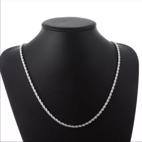 925 Sterling Silver 50cm 4mm Twisted Rope chain - Picture 3 of 5